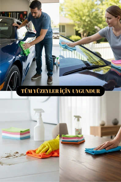 Mislina Home Mikrofiber Çok Amaçlı Genel Temizlik Bezi 6’lı Set 40x40cm – Renkli Mutfak Ev Araba Bezi - Resim 4