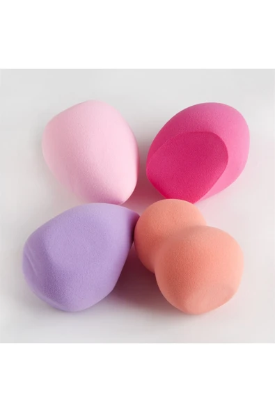 4'lü Profesyonel Yüz Make-Up Makyaj Sünger Seti Hediyelik Islak Kuru Kullanıma Uygun Makyaj Süngeri - Resim 4