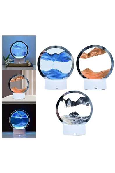 Mor 7 inç Kum Sanatı Led Işıklı Kum Saati Ev Ofis Dekorasyonu 3D Gece Lambası Kum Sanatı - Resim 3