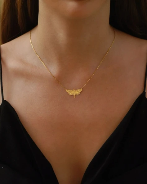 925 Gümüş - Güve Kolye - Resim 2