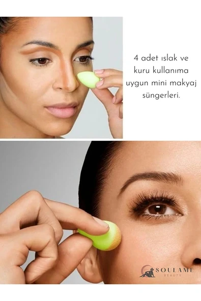 12'Lİ Profesyonel Yüz Make Up Makyaj Sünger Seti Hediyelik Islak Kuru Kullanıma Uygun Makyaj Süngeri - Resim 4