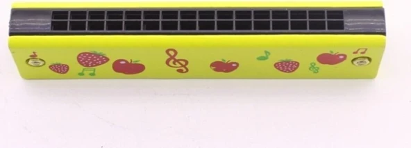 16 Delikli Çift Sıralı Sarı Desenli Çocuk Mızıka 1 Adet Ahşap Mızıka 16 Delikli Çift Sıralı Sarı Desenli Çocuk Mızıka - Resim 3