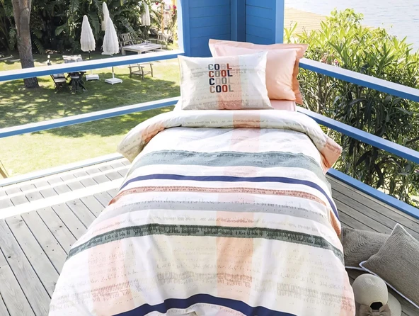 Altınbaşak Ranforce Tek Kişilik Nevresim Takımı Franco Salmon Lastikli/Fitted ürün görseli 1