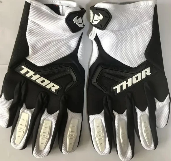 Thor Bisiklet Freeride Sürüş Eldiveni Dört Mevsim Uzun Parmak Mtb Eldiven Beyaz Renk L Beden - Resim 2