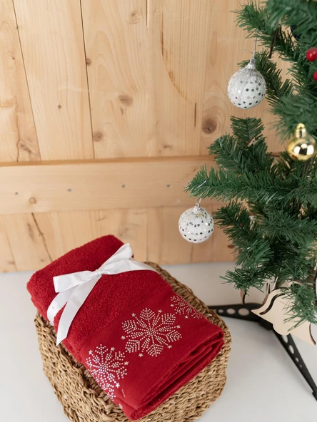 Pamuklu 2'li 45x70 cm Premium Nakışlı Tasarım Havlu & Havlu Seti Baveno - Resim 4