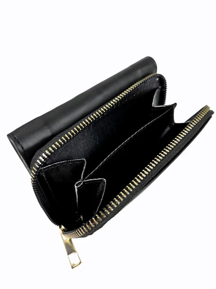 OLLBAG 1026 Siyah Çıtçıtlı Kartlık Cüzdan – Kadın El Çantası - Resim 2