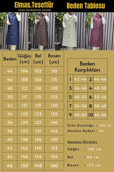 Kadın Giyim Büyük Beden Kapşonlu Astarlı Kare Desen Yelek - Resim 2