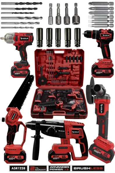 Assur 21V 5'li Set Kırıcı Delici Hilti - Taşlama - Testere - Akülü Vidalama - Somun Sıkma Sökme ürün görseli 1