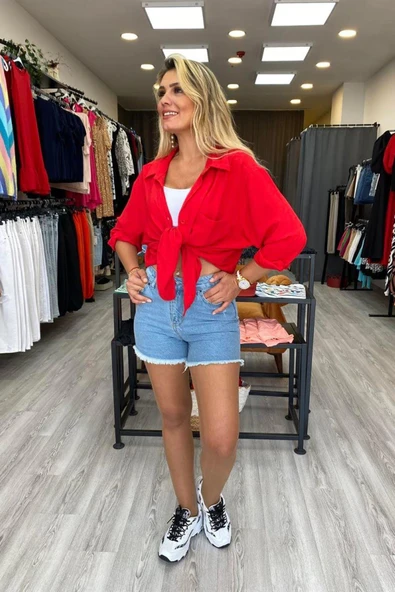 Yüksek Bel Jean Şort ürün görseli