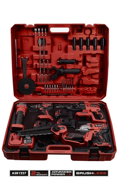 Assur 21V 5'li Set Kırıcı Delici Hilti - Taşlama - Testere - Akülü Vidalama - Somun Sıkma Sökme - Resim 2
