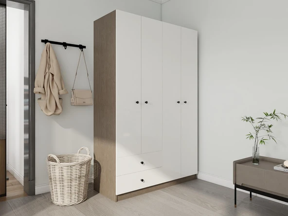 4 Kapaklı 2 Çekmeceli Gardırop Antrasitmeşe-Byz - Resim 2