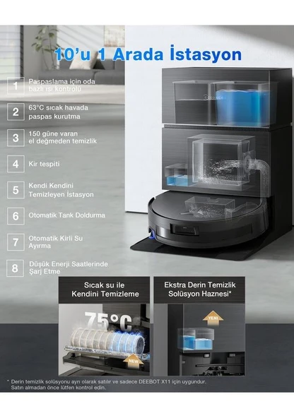 ECOVACS DEEBOT X11 PRO OMNİ  BLACK - Resim 3