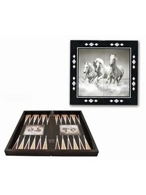 Star Parlak Profil Beyaz Atlar Figürlü Tavla Takımı 1021859 ürün görseli 1