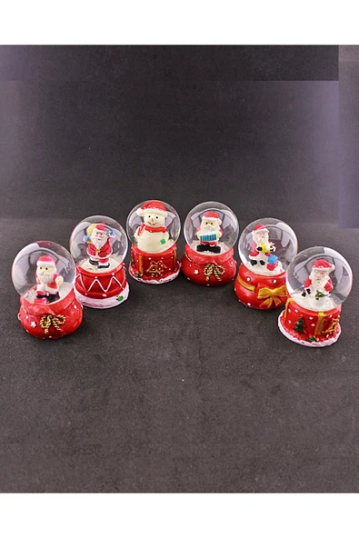 12 Adet Yeni Yıl Mini Boy Işıklı Kar Küresi Yeni Yıl 2026 Yılbaşı Temalı Mini Boy Işıklı Kar Küresi 6,5 cm - Resim 3