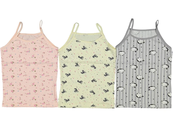 DESENLİ İP ASKILI KIZ ATLET (3 ADET) ürün görseli