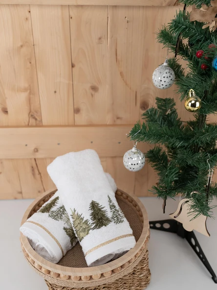 Pamuklu 2'li 45x70 cm Premium Nakışlı Tasarım Havlu & Havlu Seti Baveno - Resim 2