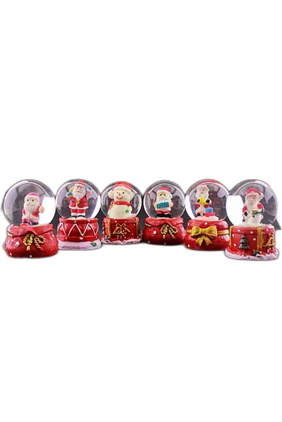 12 Adet Yeni Yıl Mini Boy Işıklı Kar Küresi Yeni Yıl 2026 Yılbaşı Temalı Mini Boy Işıklı Kar Küresi 6,5 cm - Resim 6