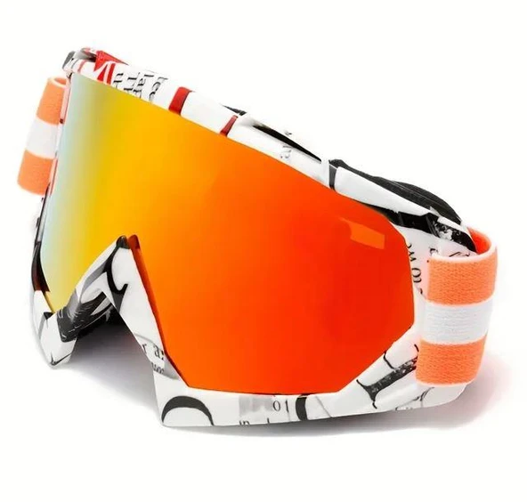 Kross Bisiklet Motosiklet Kask Gözlüğü Aynalı Gözlük Kayak Paten Gözlüğü Turuncu Renkli Gözlük ürün görseli 1