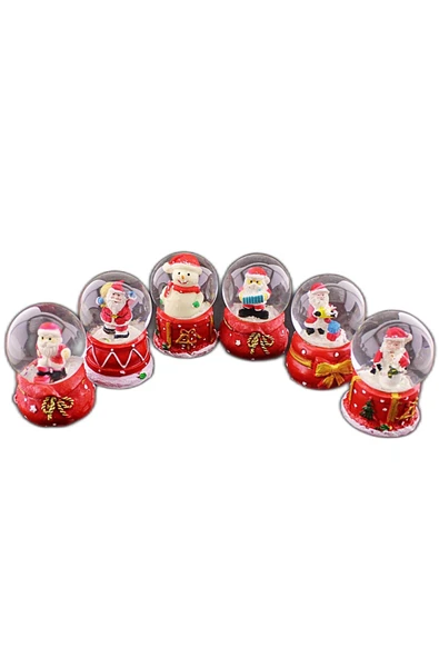 12 Adet Yeni Yıl Mini Boy Işıklı Kar Küresi Yeni Yıl 2026 Yılbaşı Temalı Mini Boy Işıklı Kar Küresi 6,5 cm - Resim 4