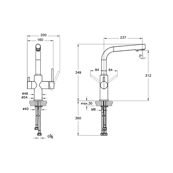 Artema Spit Dual Flow Arıtmalı Eviye Bataryası A42144 - Resim 5