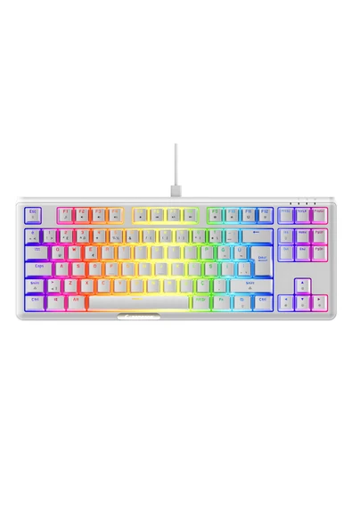 Rampage Claw Type-C TKL Red Switch Mekanik Rainbow Antighosting Türkçe Q Gaming Oyuncu Klavyesi Beyaz ürün görseli 1