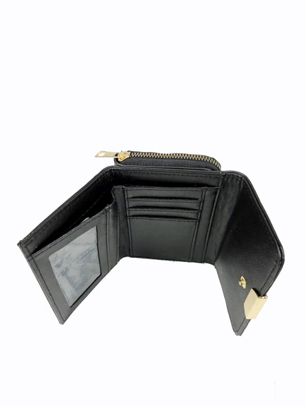 OLLBAG 1026 Siyah Çıtçıtlı Kartlık Cüzdan – Kadın El Çantası - Resim 4