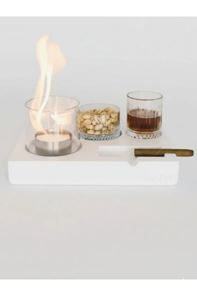 CopArt Elza Beyaz Biyoetanol Masaüstü Şömine - 1 Lt Yakıt Hediyeli - Resim 2