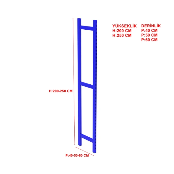 1 ADET DEPO RAFI HAFİF RACK AYAK   Turuncu 40X200 cm 1.50 mm ürün görseli