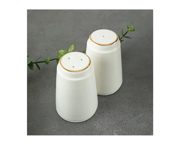 Altın yaldızlı porselen Tuzluk Biberlik - Resim 2