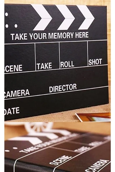 Dekoratif Sinema Klaket Tasarımlı Fotoğraf Albümü Anı Defteri Etiket Hediyeli - Resim 2