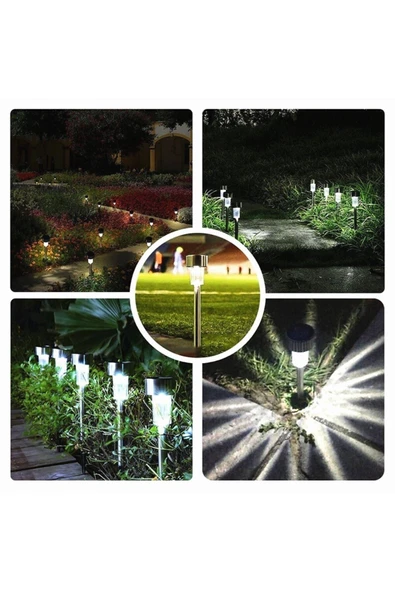 Bahçe Güneş Enerjili 24'lü Gün Işığı Sarı Ledli Solar Güneş Enerjili Metal Gövdeli Bahçe Lambası - Resim 3
