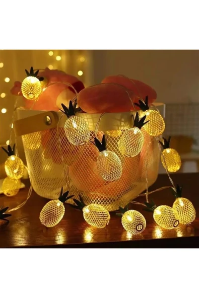 Dekoratif Süsleme 10'lu Ananas Şerit Led Işık Dekoratif Süsleme STRGLBL75 - Resim 3