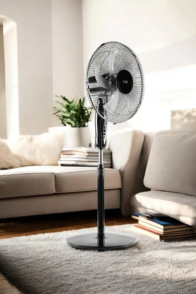 Yui F29 Siyah 120 Cm 16 Inç 40w 3 Kademe 5 Pervane Döner Başlıklı Vantilatör - Resim 7