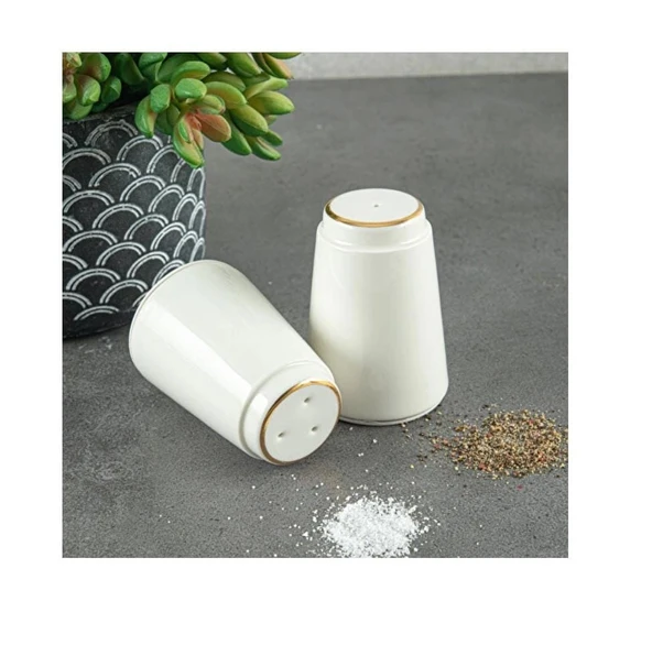 Altın yaldızlı porselen Tuzluk Biberlik ürün görseli 1