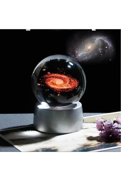 Led Işıklı Cam Samanyolu Küre Renkli Dekoratif Renk Değiştiren Hediye Küre - Resim 3