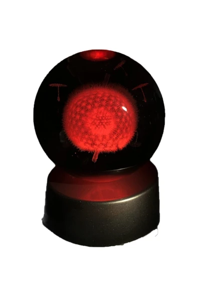 Cam Karahindiba Küre Led Işıklı Renkli Dekoratif Renk Değiştiren Led Işıklı - Resim 4