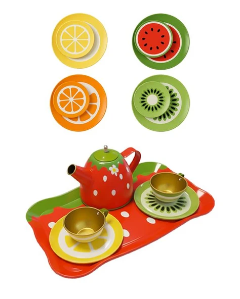 Şimşek Toys Metal Çay Seti Meyve Desen 620 C10 - Resim 2