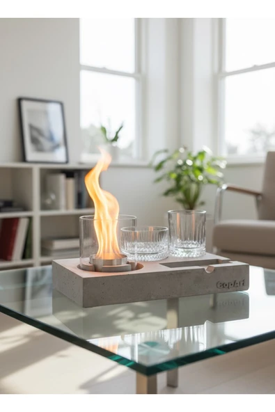 CopArt Elza Biyoetanol Masaüstü Şömine - 1 Lt Yakıt Hediye - Resim 2
