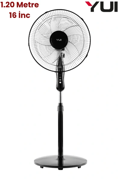Yui F29 Siyah 120 Cm 16 Inç 40w 3 Kademe 5 Pervane Döner Başlıklı Vantilatör - Resim 4