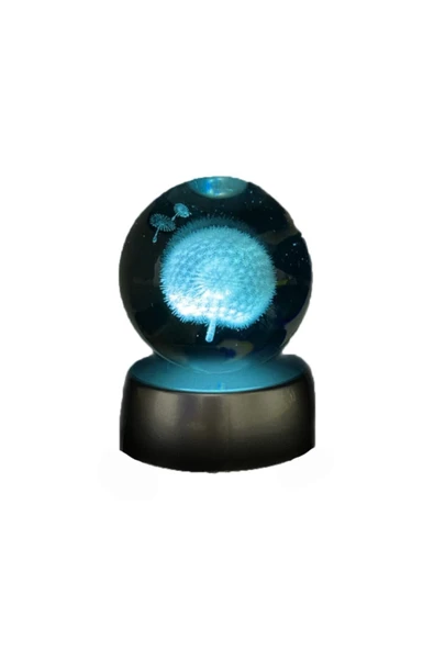 Cam Karahindiba Küre Led Işıklı Renkli Dekoratif Renk Değiştiren Led Işıklı - Resim 3