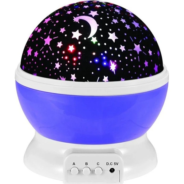 Dekoratif Hediye Dönen Projeksiyon Gece Lambası Star Master Ay Yıldız Duvar Led - Resim 5