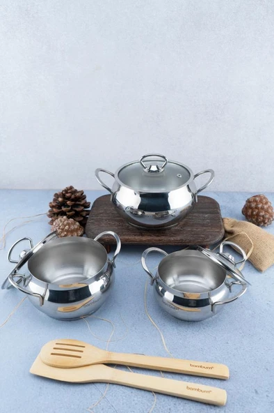 Bambum Rose - 6 Parça Derin Küre Tencere Seti - Resim 3