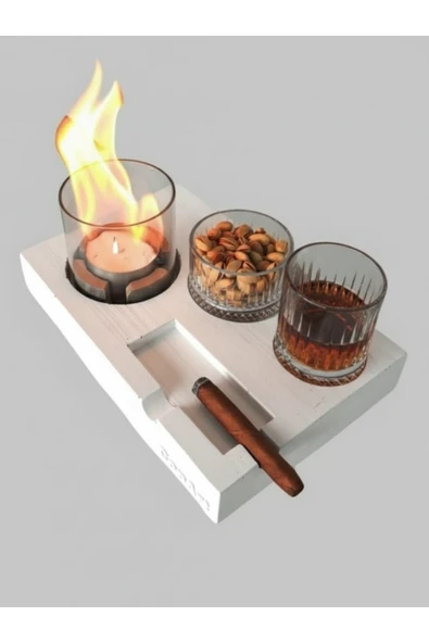 CopArt Elza Beyaz Biyoetanol Masaüstü Şömine - 1 Lt Yakıt Hediyeli ürün görseli 1