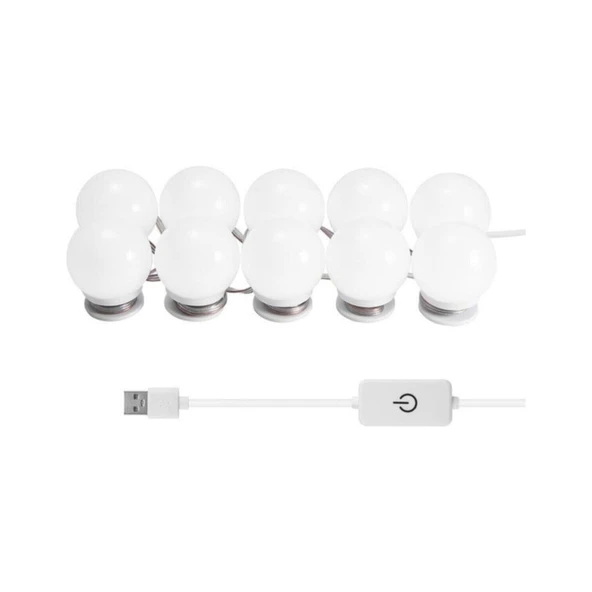 Dekoratif Banyo Aynası Aydınlatma 10 lu Makyaj Masası Hollywood Tarzı Led Lamba - Resim 2