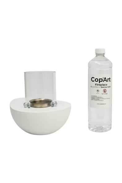 CopArt Meta Beyaz Biyoetanol Masaüstü Şömine - 1 Lt Yakıt Hediyeli - Resim 2