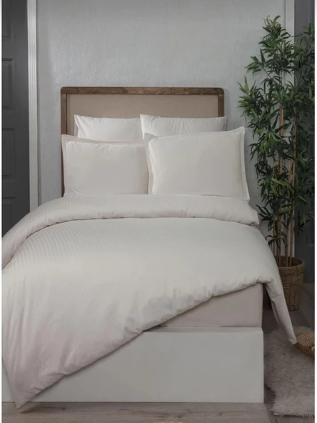 Altınbaşak Poplin Tek Kişilik Nevresim Takımı Infinity Ivory ürün görseli