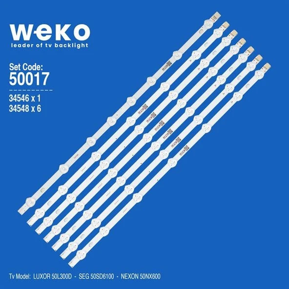 Wkset-5017 34546X1 34548X6 50Dled 7 Adet Led Bar ( Tvnizin içindeki led barla aynısı olduğunu görmeden almayınız. Led bar ürünlerinde paket açıldığında iade kabul edilmemektedir. ) ürün görseli 1