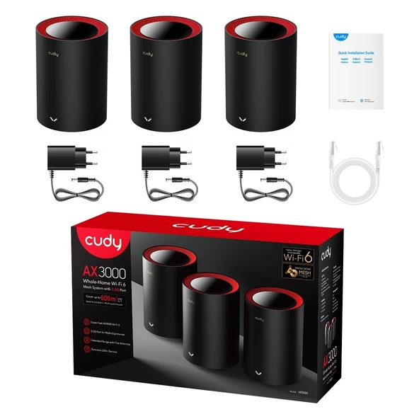 M3000 3-Pack AX3000MBPS 2.4ghz/5ghz Ap/re/wısp 2.5ge Mu-Mımo Kablosuz 3'lü Mesh Wi-Fi 6 Sistemi - Resim 3