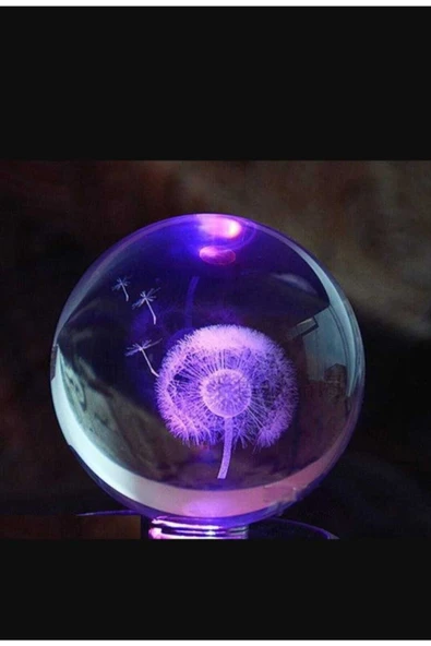 Cam Karahindiba Küre Led Işıklı Renkli Dekoratif Renk Değiştiren Led Işıklı ürün görseli 1