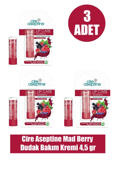Cire Aseptine Mad Berry Dudak Bakım Kremi 4,5 gr 3 Adet ürün görseli 1